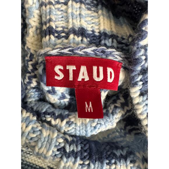 STAUD Benny Intarsia-knit Turtleneck Sweater In Dusk Medium NEW - Picture 9 of 9